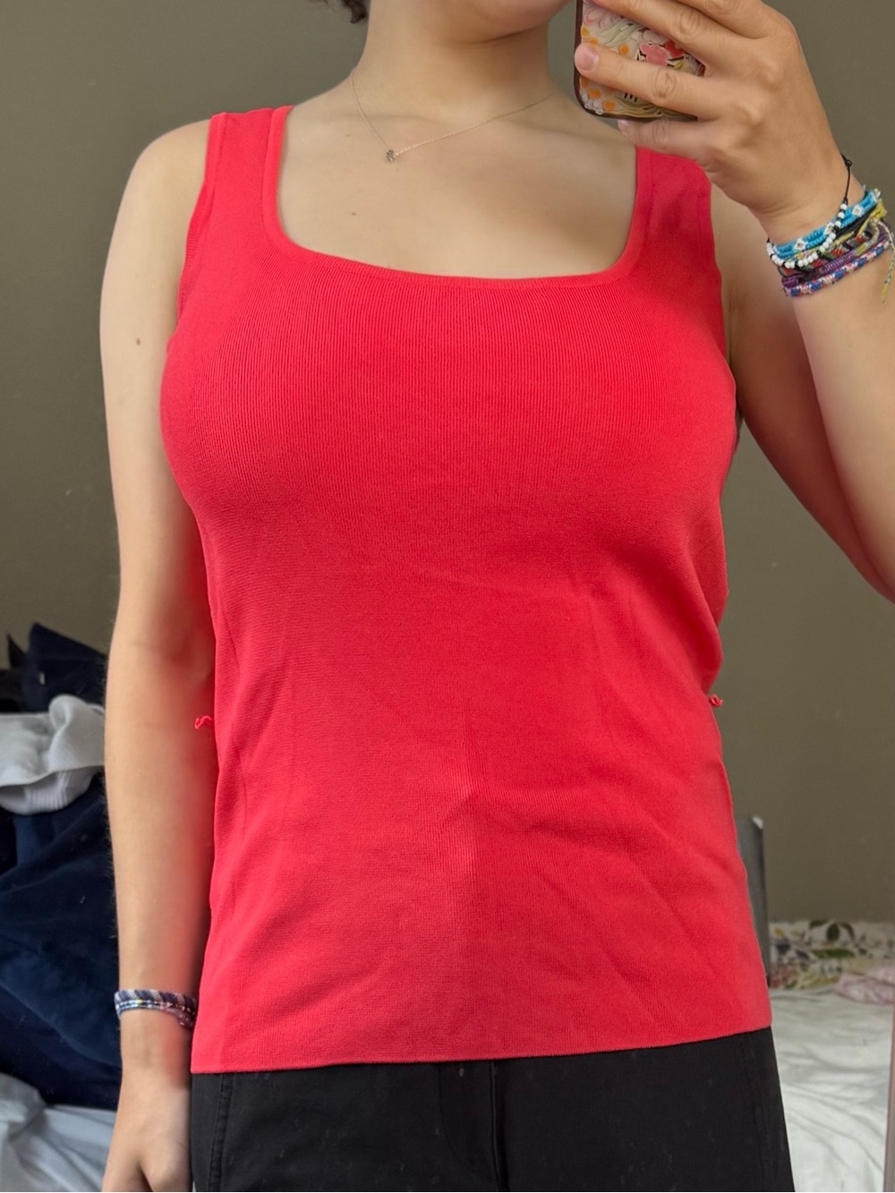 Women’s Square Neck Tank Top - bright coral